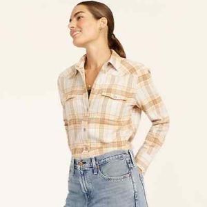 J. Crew Slim Western Style Tartan Flannel Button Up Top in Golden Hour